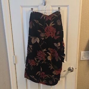 Floral Black and Pink Women's Strapless Mini Dress